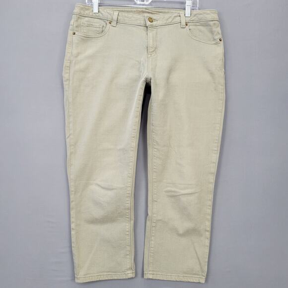 Michael Kors Green Olive Jeans Stretch Classic Straight Denim Zip Womens Size 10 - Picture 1 of 13